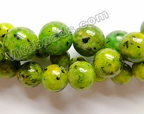 Kiwi Stone - Bright Olive  -  Smooth Round Beads  16"