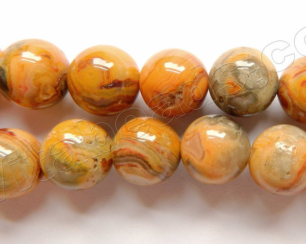 Dark Crazy Lace Agate AAA  -  Smooth Round Beads 16"