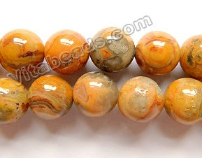 Dark Crazy Lace Agate AAA  -  Smooth Round Beads 16"