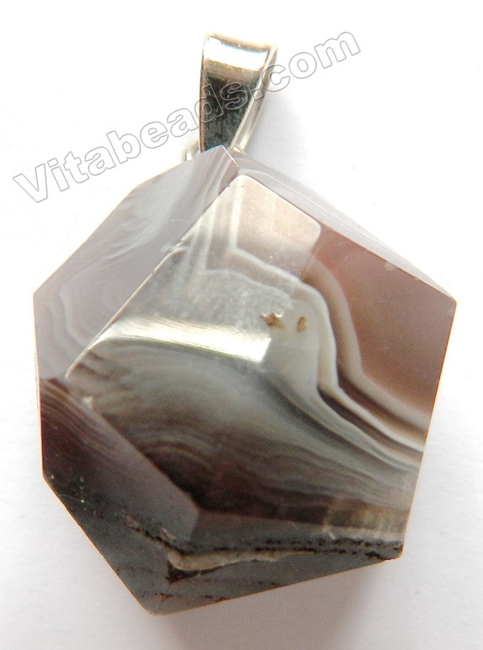 Machine Cut Nugget Pendant   Botswana Agate - 05