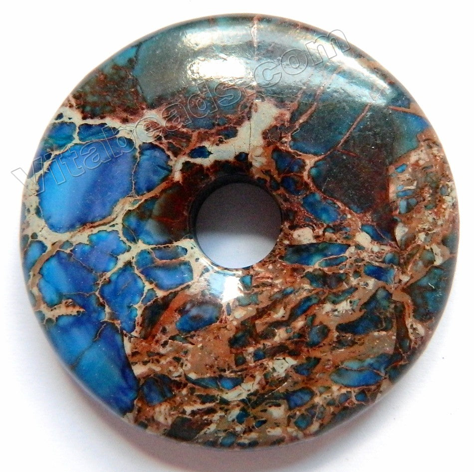 Smooth Pendant - Donut Dark Blue Brown Impression Jasper