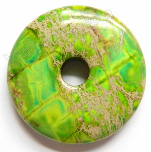 Smooth Pendant - Donut Bright Olive Impression Jasper