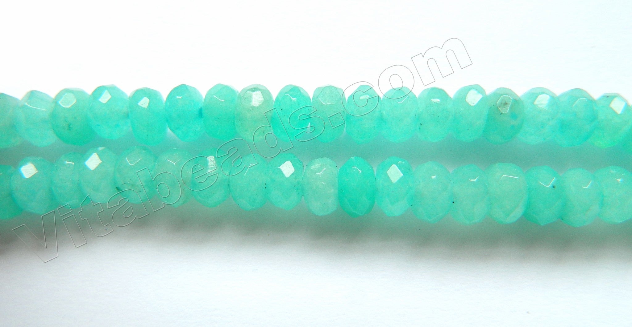 Light Russian Amazonite Jade AA -  Faceted Rondels  16"    5 x 8 mm
