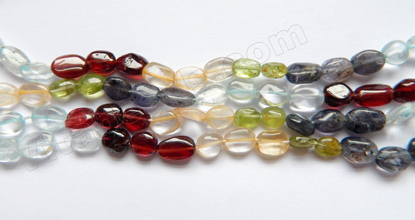 Multicolor Gems (5 Colors)  -  6-10mm Flat Oval 13.5"