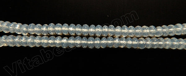 Transparent White Jade  -  Small Faceted Rondel  14.5"     4 mm