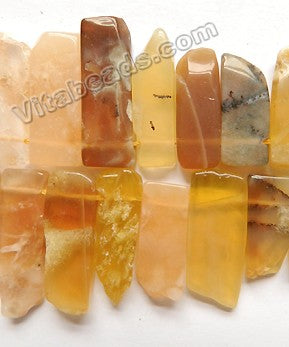 Yellow Opal  -  Graduated Top-drilled Long Rectangle Slabs  16"      8 x 20 mm to 10 x 35 mm
