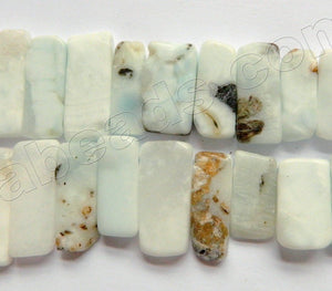 Blue Opal w/ Black Natural  -  Graduated Top-drilled Long Rectangle Slabs  16"      8 x 16 - 10 x 30 mm