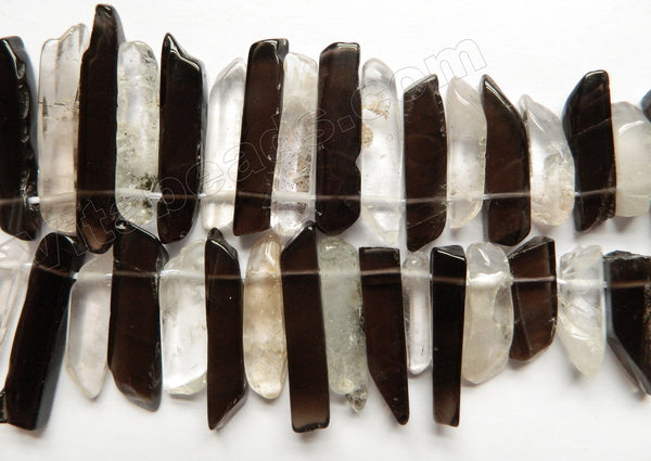 Smoky Crystal Mixed Natural  -  Graduated Top-drilled Long Rectangle Slabs  16"      10 x 30 - 55 mm