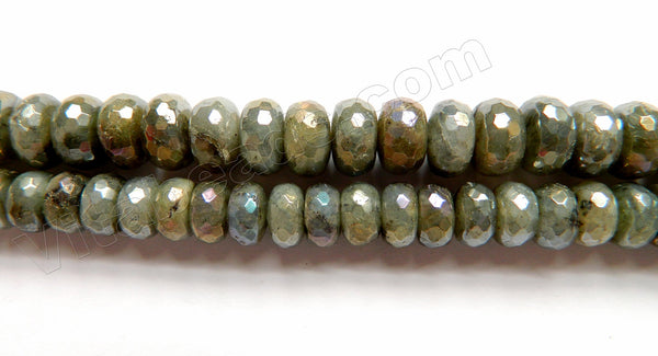 AB Plated Labradorite A  -  Big Faceted Rondels  16"