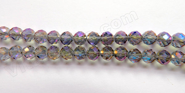 Mystic Peacock Amethyst Crystal Qtz  -  Faceted Round   11"     8 mm