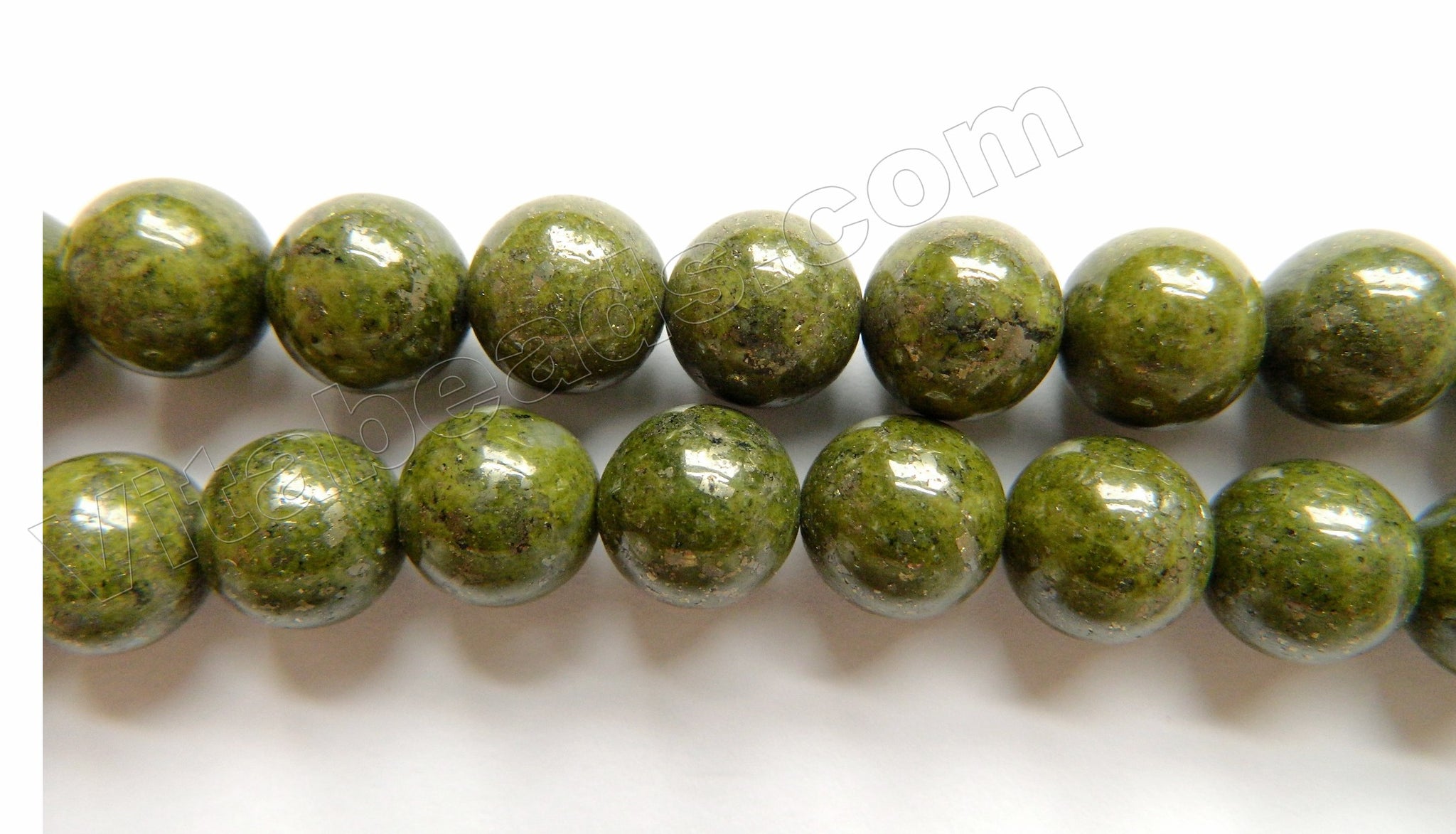 Dark Olive Pyrite A  -  Smooth Round Beads 16"