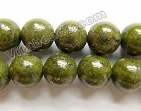 Dark Olive Pyrite A  -  Smooth Round Beads 16"