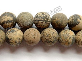 Frosted Paint Brush Jasper  -  Smooth Round Beads 15"