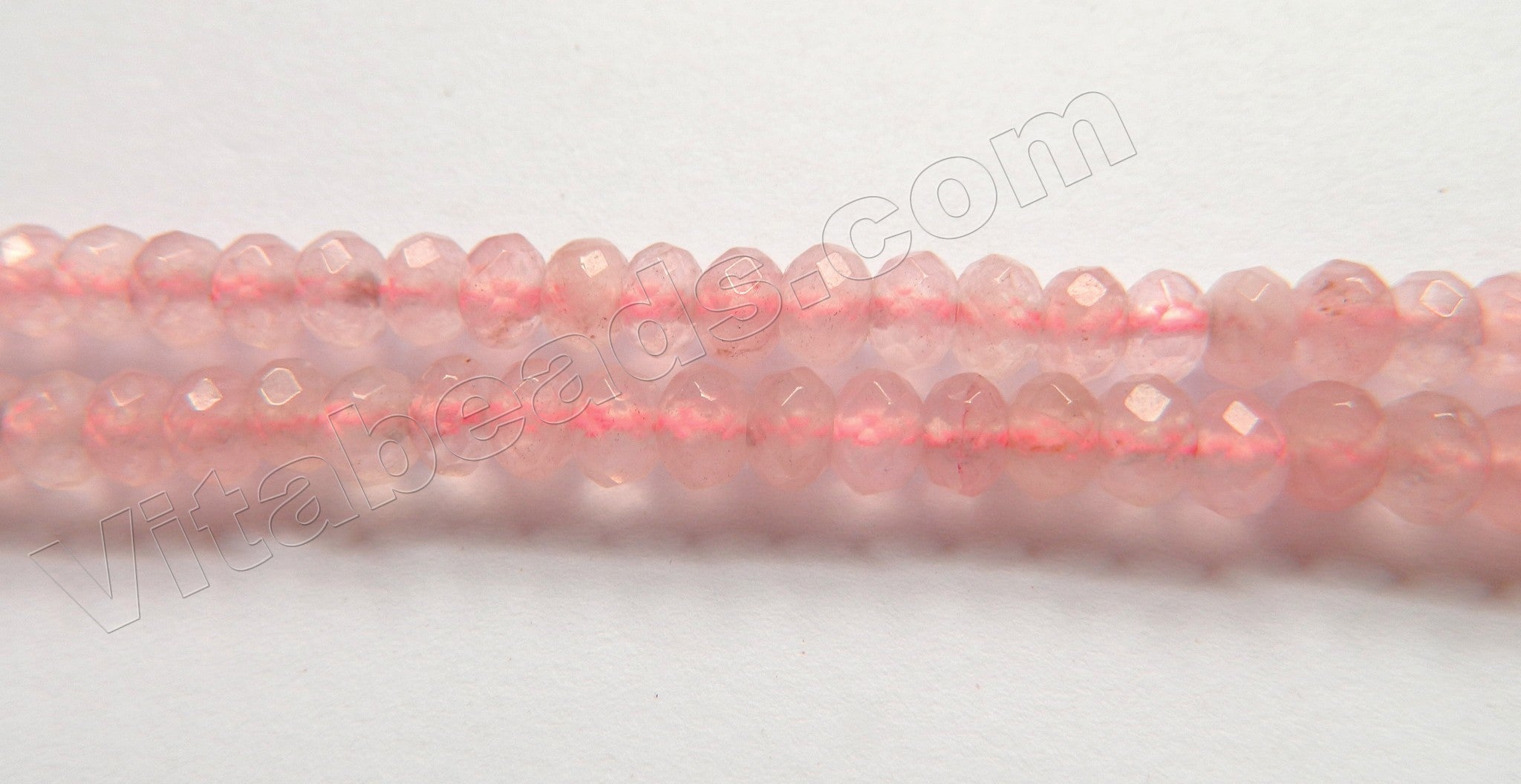 Dull Rose Jade  -  Faceted Rondel  15"     4 x 6 mm