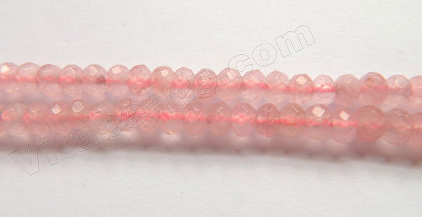 Dull Rose Jade  -  Faceted Rondel  15"     4 x 6 mm