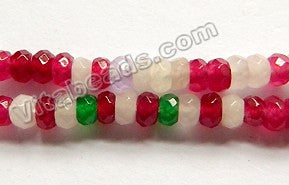Mixed Jade  -  Cherry White  -  Small Faceted Rondel  15"     4 mm