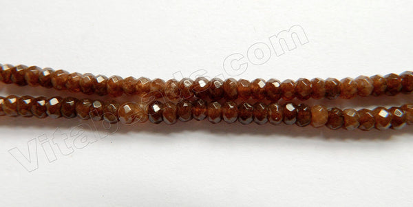 Dark Brown Jade  -  Small Faceted Rondel  15"     4 mm