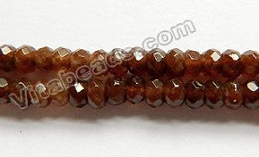 Dark Brown Jade  -  Small Faceted Rondel  15"     4 mm
