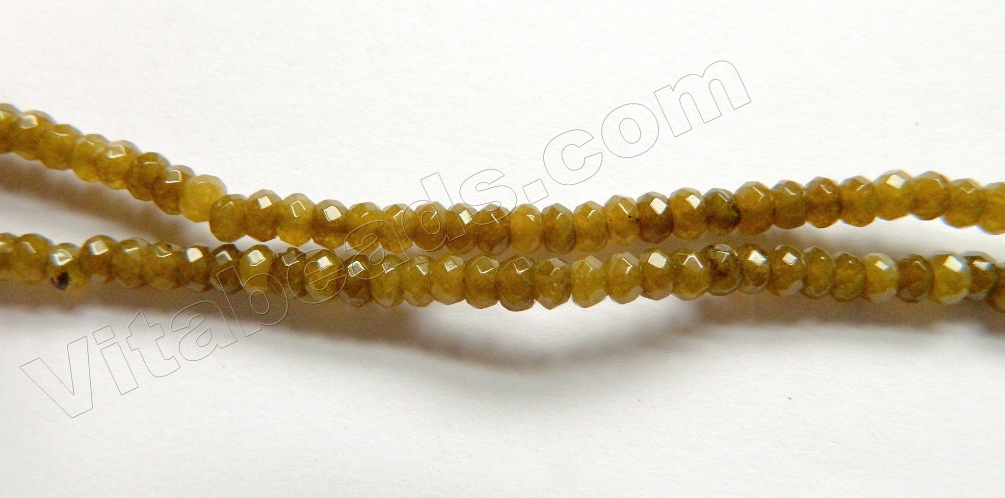 Dark Olive Brown Jade  -  Small Faceted Rondel  15"     4 mm