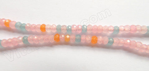 Mixed Jade  -  Rose Yellow  -  Small Faceted Rondel  15"     4 mm
