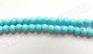 Light Blue Turquoise  -  Small Smooth Round Beads   16"     3mm
