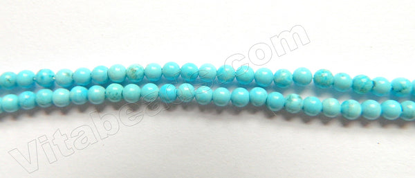 Light Blue Turquoise  -  Small Smooth Round Beads   16"     3mm