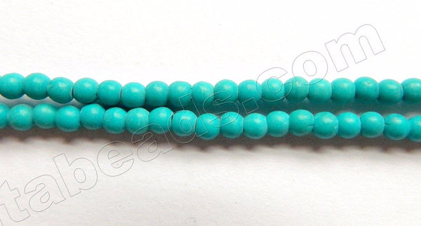 Synthetic Deep Green Blue Turquoise  -  Small Smooth Round Beads  15"     3mm