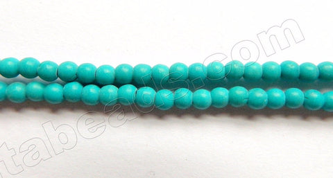 Synthetic Deep Green Blue Turquoise  -  Small Smooth Round Beads  15"     3mm