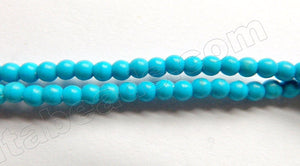 Synthetic Deep Blue Turquoise  -  Small Smooth Round Beads  15"     3mm