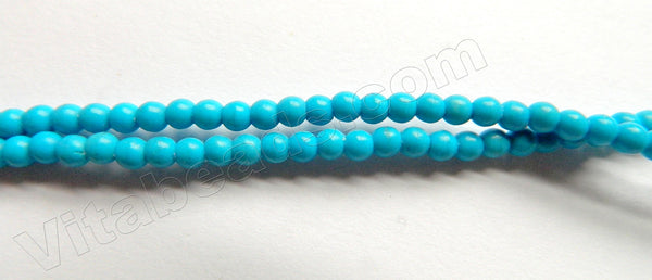 Synthetic Deep Blue Turquoise  -  Small Smooth Round Beads  15"     3mm