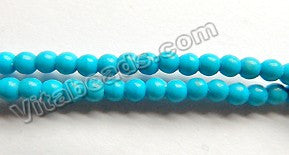Synthetic Deep Blue Turquoise  -  Small Smooth Round Beads  15"     3mm