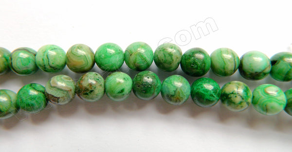 TQ Green Brazilian Agate  -  Smooth Round Beads  16"