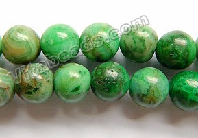 TQ Green Brazilian Agate  -  Smooth Round Beads  16"