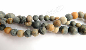 Frosted Picasso Jasper  -  Smooth Round Beads  16"