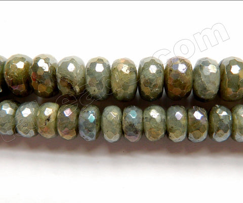 AB Plated Labradorite A  -  Big Faceted Rondels  16"