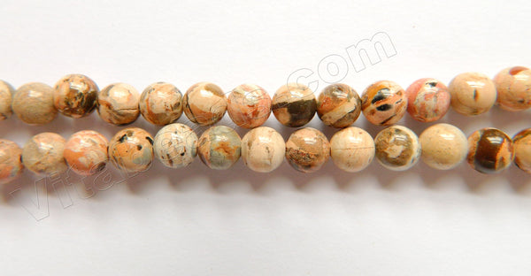 Pink Conglomarite Jasper A   -  Smooth Round Beads  16"