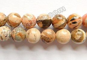 Pink Conglomarite Jasper A   -  Smooth Round Beads  16"
