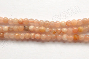 Mixed Pink Moonstone A  -  Small Smooth Round  15"