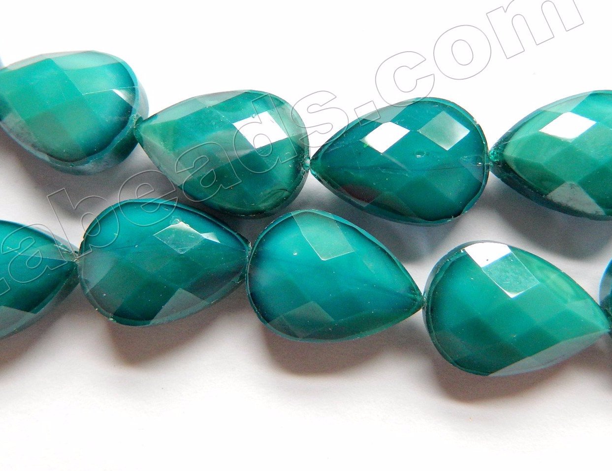 Dark Emerald Quartz  -  Faceted Flat Drop 12.5"