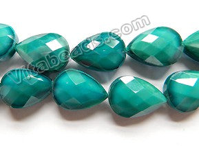 Dark Emerald Quartz  -  Faceted Flat Drop 12.5"