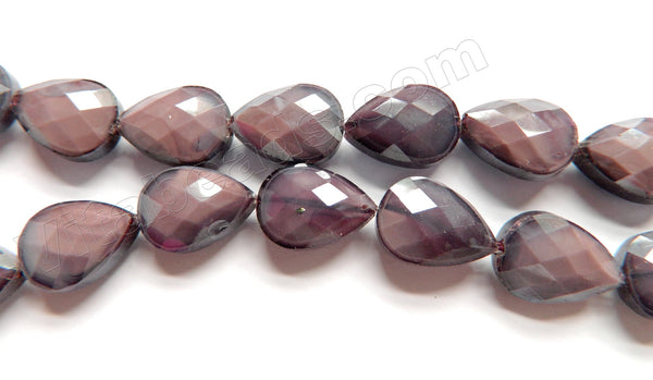 Red Fluroite Quartz  -  Faceted Flat Drop 12.5"