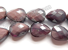 Red Fluroite Quartz  -  Faceted Flat Drop 12.5"