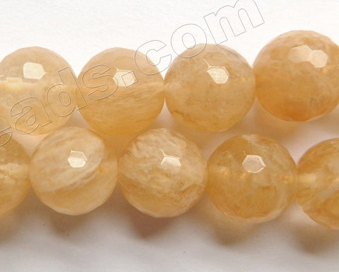 Yellow Rutilated Crystal Quartz  -  Faceted Round   15"