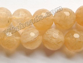 Yellow Rutilated Crystal Quartz  -  Faceted Round   15"