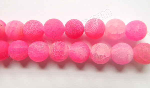 Frosted Fuchsia Fire Agate  -  Big Smooth Round Beads  15"