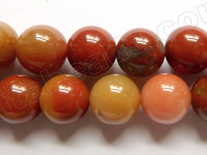 3 Color Carnelian A  -  Big Smooth Round Beads  15"