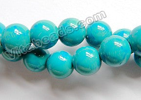 Deep Blue Turquoise Jade A  -  Smooth Round  16"