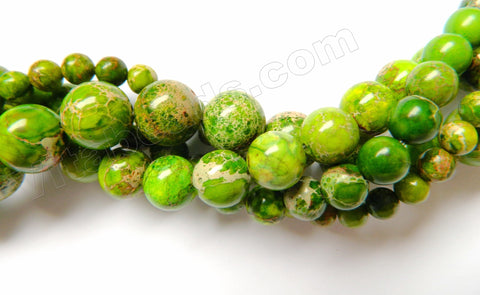 Olive Impression Jasper A  -  Smooth Round Beads  15"