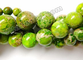 Olive Impression Jasper A  -  Smooth Round Beads  15"
