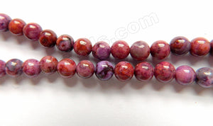 Dark Purple Fuchsia Brazilian Agate  -  Smooth Round Beads  16"